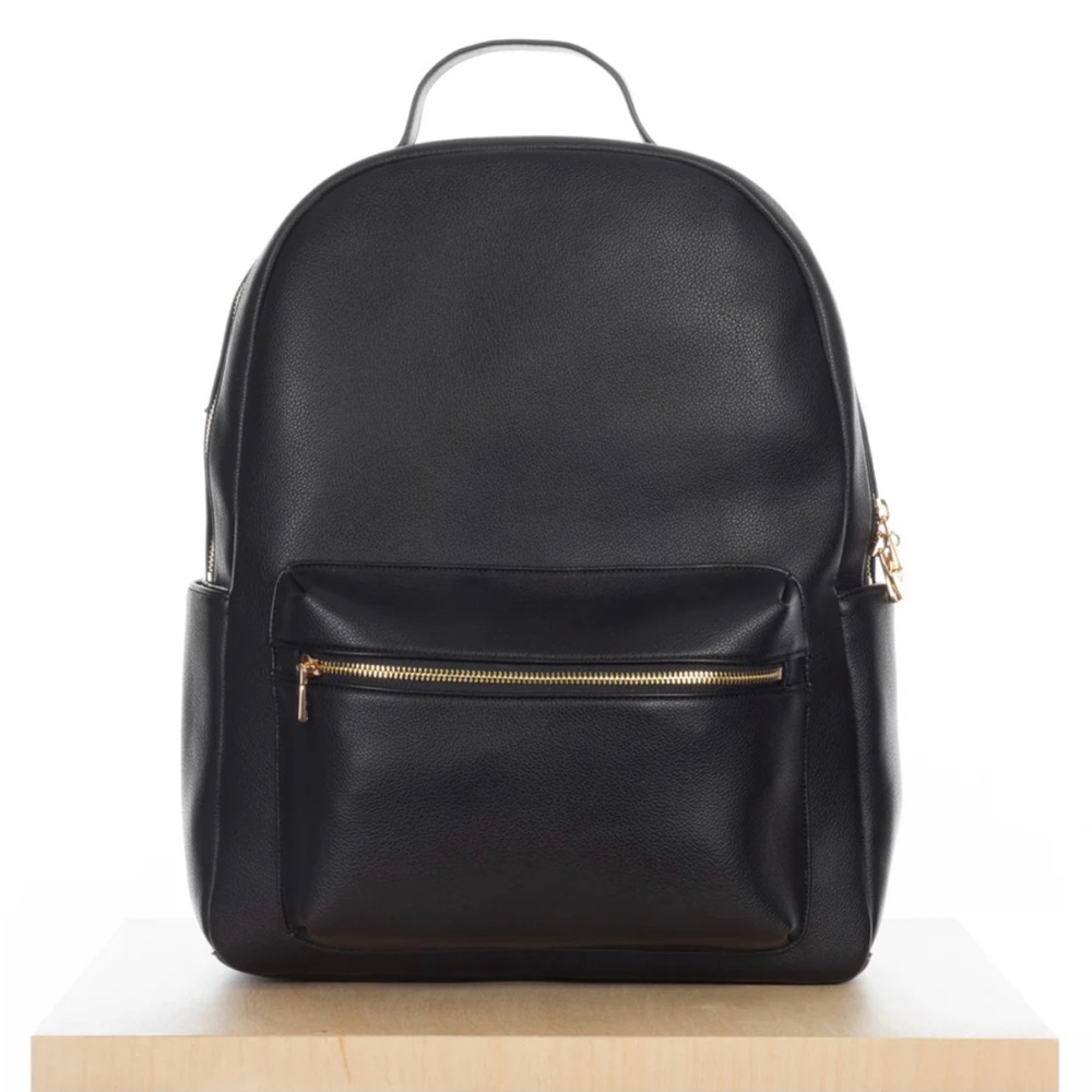 ela Handbags - Elegant Black Vegan Leather Backpack